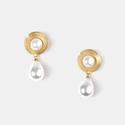 Pearl Flower Earrings Water Drop Earrings-Jewearrings