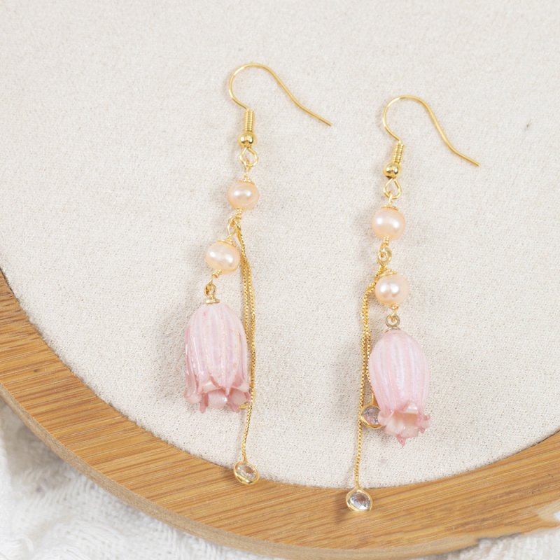 Pearl Flower Earrings Wind Bell Fashion-Jewearrings