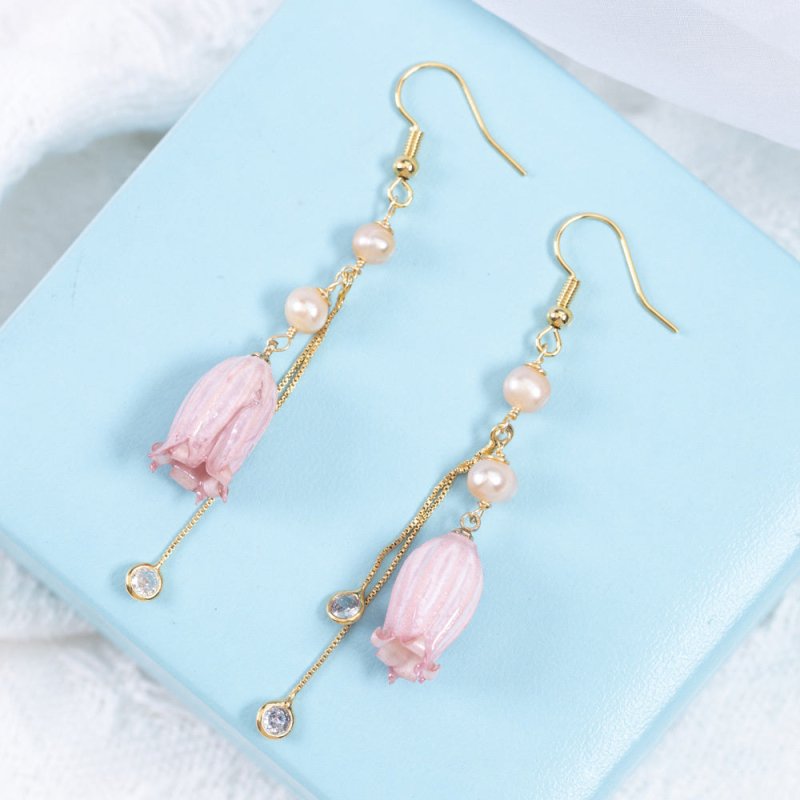 Pearl Flower Earrings Wind Bell Fashion-Jewearrings