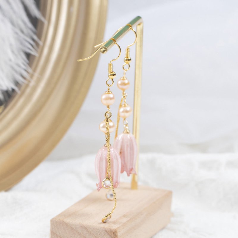 Pearl Flower Earrings Wind Bell Fashion-Jewearrings