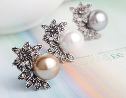 Pearl Flower Earrings Women-Jewearrings