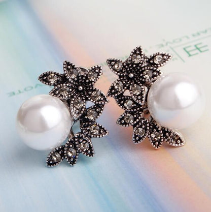 Pearl Flower Earrings Women-Jewearrings