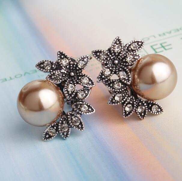 Pearl Flower Earrings Women-Jewearrings