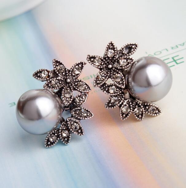 Pearl Flower Earrings Women-Jewearrings