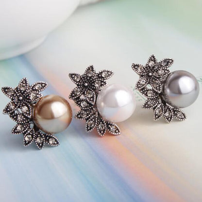 Pearl Flower Earrings Women-Jewearrings