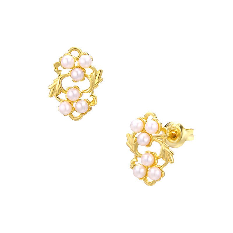 Pearl Flower Earrings - Women's Leaf Flower-Jewearrings