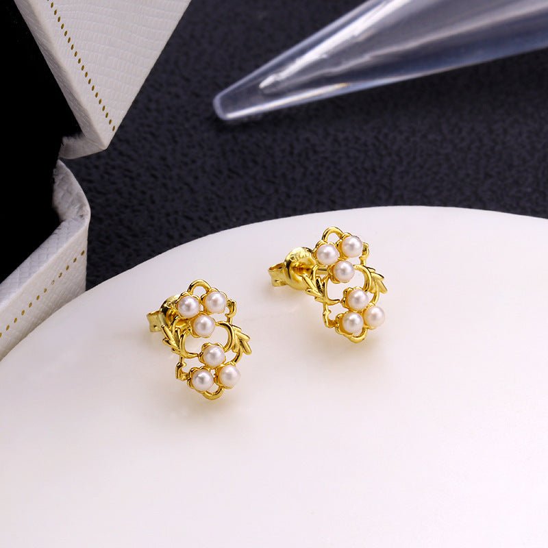 Pearl Flower Earrings - Women's Leaf Flower-Jewearrings