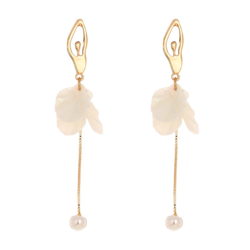 Pearl Flower Tassel Earrings-Jewearrings