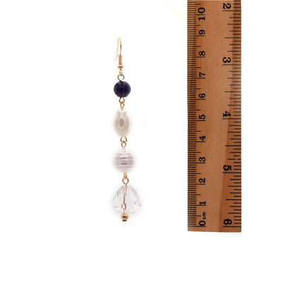 Pearl Glass Diamond Combination Long Earrings Earrings-Jewearrings