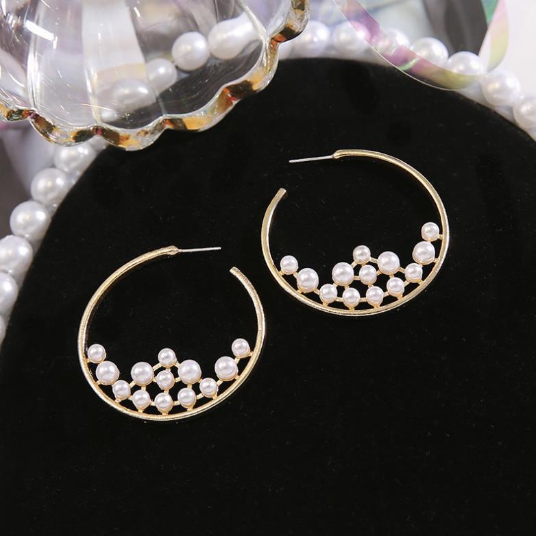 Pearl Inlaid Big Earrings Spring And Summer New Fashion Exaggerated Retro Earrings-Jewearrings