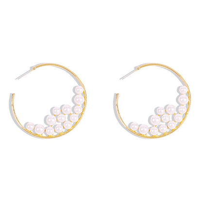 Pearl Inlaid Big Earrings Spring And Summer New Fashion Exaggerated Retro Earrings-Jewearrings