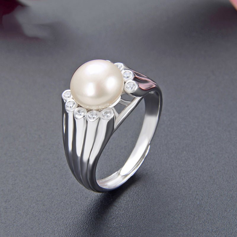 Pearl Jewelry Set S925 Silver Shell Beads Pendant Girls Fashion Zircon Earrings Freshwater Beads Ring Wholesale-Jewearrings