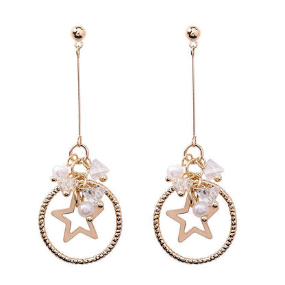 Pentagram Earrings Ring Full Diamond Star Stud Earrings-Jewearrings