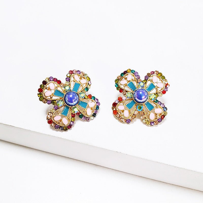 Personality Exaggerated Big Brand Elegant Flower Earrings-Jewearrings