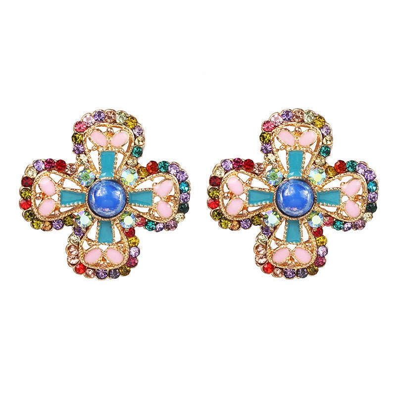 Personality Exaggerated Big Brand Elegant Flower Earrings-Jewearrings