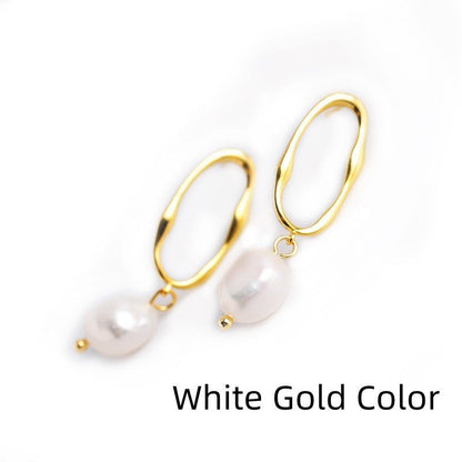 Personality Trend Baroque Irregular Shaped Water Pearl Earrings-Jewearrings