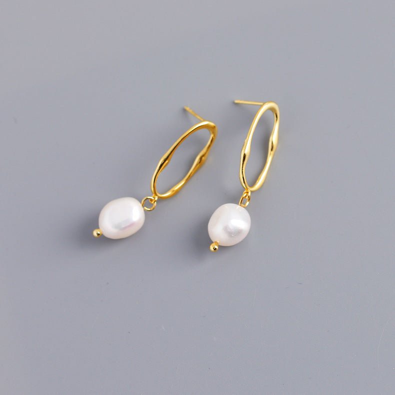 Personality Trend Baroque Irregular Shaped Water Pearl Earrings-Jewearrings