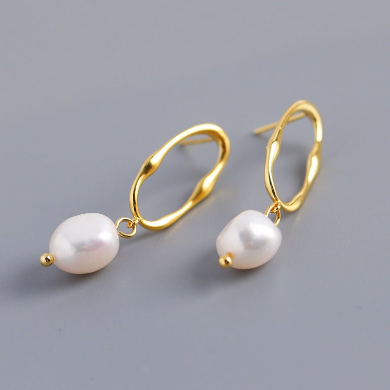 Personality Trend Baroque Irregular Shaped Water Pearl Earrings-Jewearrings