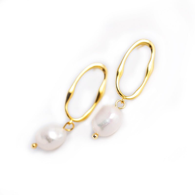 Personality Trend Baroque Irregular Shaped Water Pearl Earrings-Jewearrings