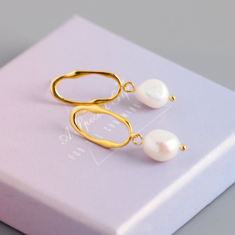 Personality Trend Baroque Irregular Shaped Water Pearl Earrings-Jewearrings