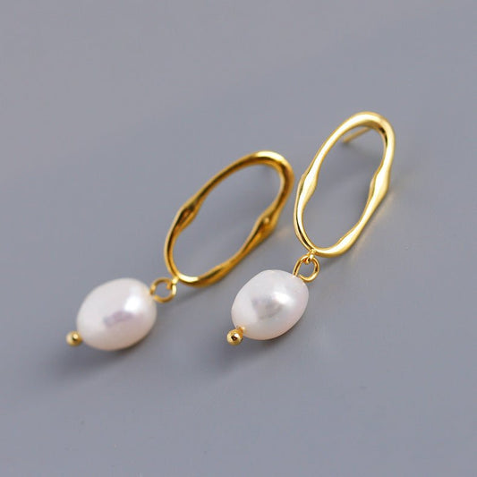 Personality Trend Baroque Irregular Shaped Water Pearl Earrings-Jewearrings