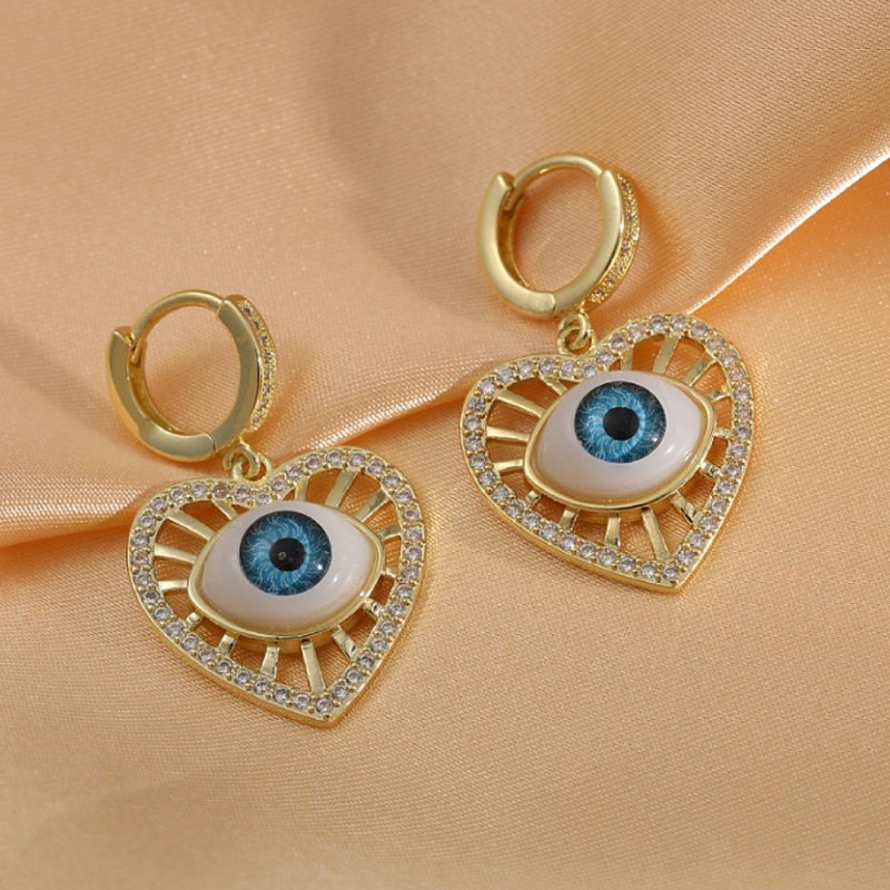 Personalized Blue Eye Color Preserving Bronze Micro Set Earrings-Jewearrings