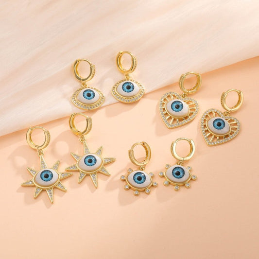 Personalized Blue Eye Color Preserving Bronze Micro Set Earrings-Jewearrings