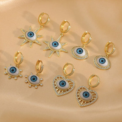 Personalized Blue Eye Color Preserving Bronze Micro Set Earrings-Jewearrings