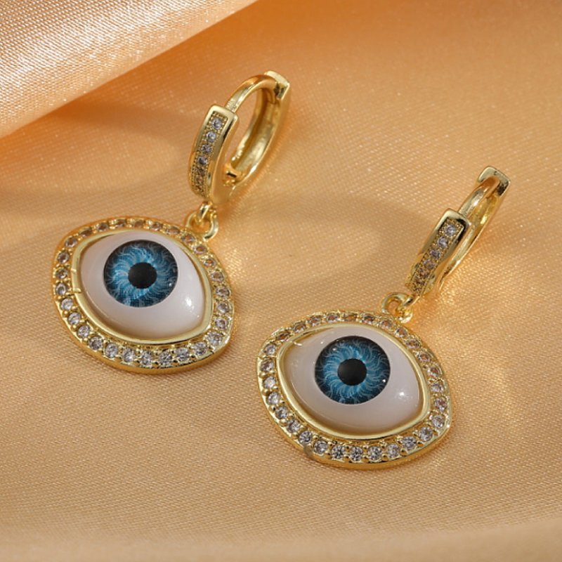 Personalized Blue Eye Color Preserving Bronze Micro Set Earrings-Jewearrings