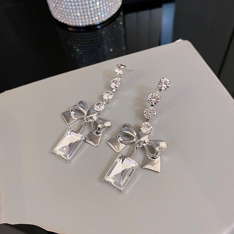 Personalized Diamond Bow Earrings-Jewearrings