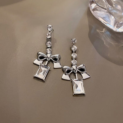 Personalized Diamond Bow Earrings-Jewearrings