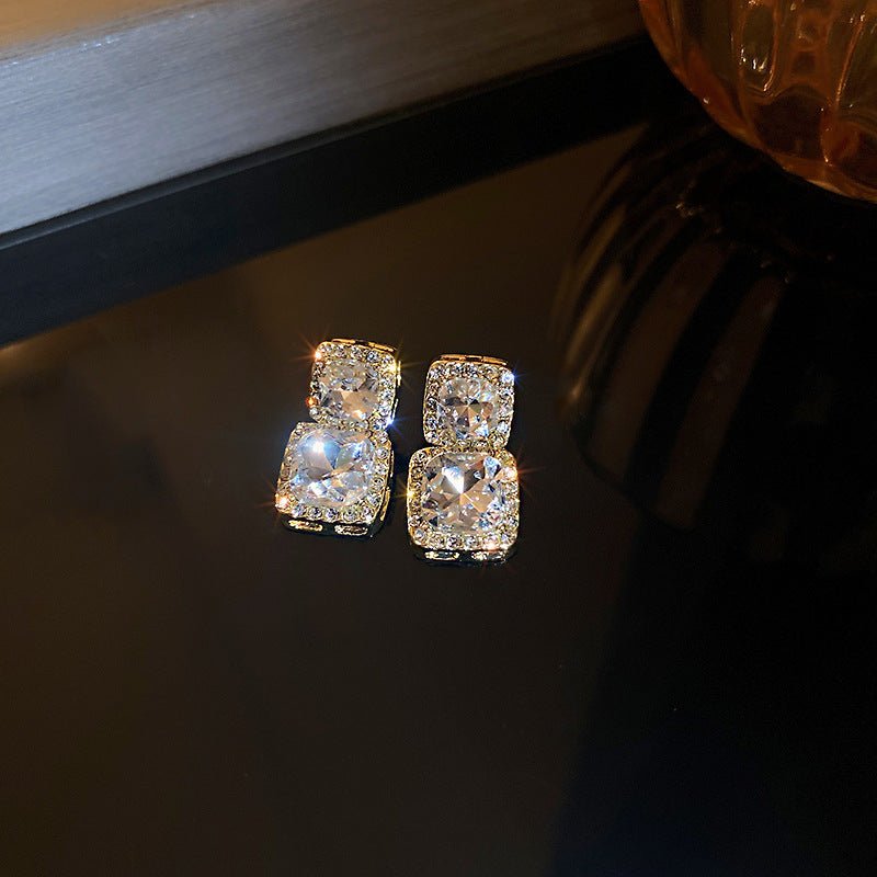 Personalized Fashion Diamond Square Earrings Hot Selling Temperament-Jewearrings