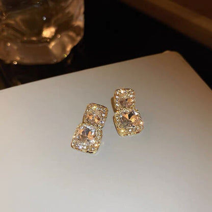 Personalized Fashion Diamond Square Earrings Hot Selling Temperament-Jewearrings