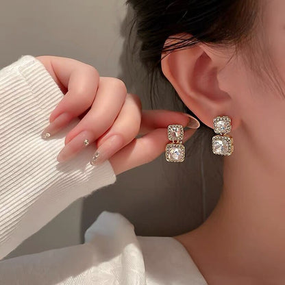 Personalized Fashion Diamond Square Earrings Hot Selling Temperament-Jewearrings