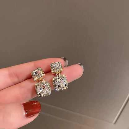 Personalized Fashion Diamond Square Earrings Hot Selling Temperament-Jewearrings