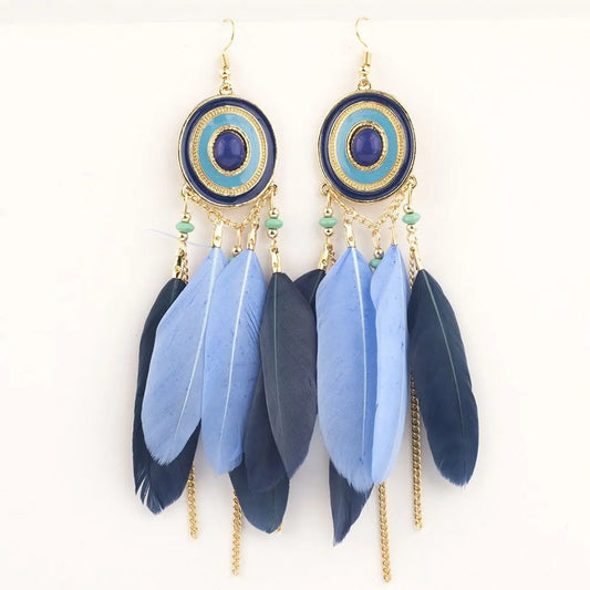 Personalized Retro Style Feather Earrings-Jewearrings