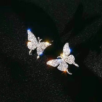 Petite Mini Diamond Butterfly Stud Earrings-Jewearrings