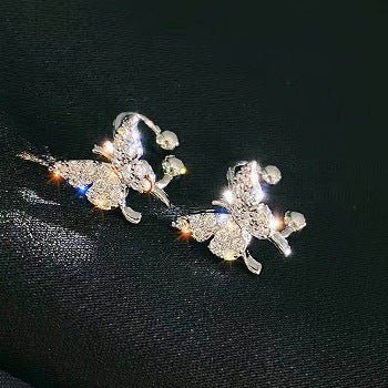 Petite Mini Diamond Butterfly Stud Earrings-Jewearrings