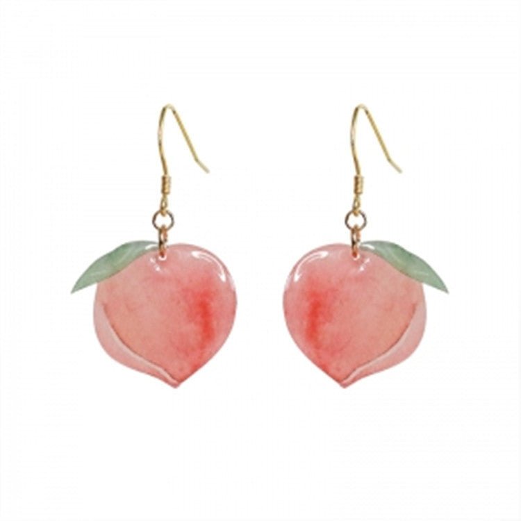 Pink peach cute acrylic earrings-Jewearrings