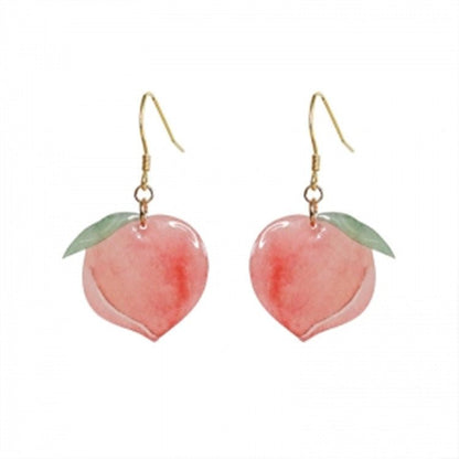 Pink peach cute acrylic earrings-Jewearrings