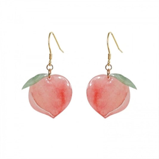 Pink peach cute acrylic earrings-Jewearrings