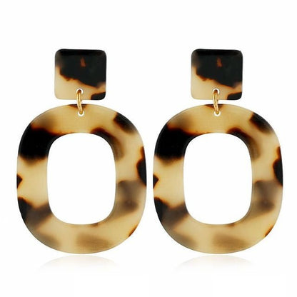 Plate leopard print acrylic Earrings-Jewearrings