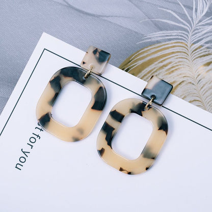 Plate leopard print acrylic Earrings-Jewearrings