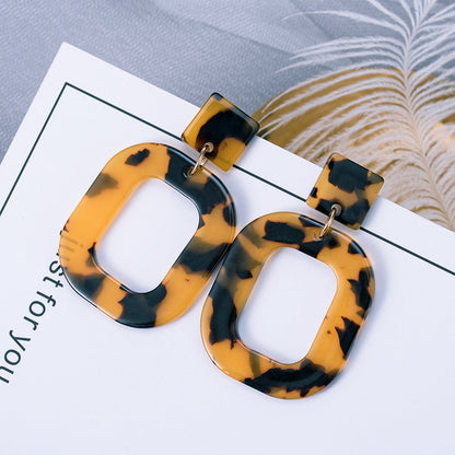 Plate leopard print acrylic Earrings-Jewearrings