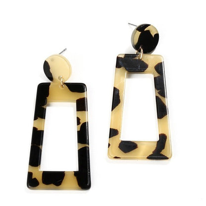 Plate leopard print acrylic Earrings-Jewearrings