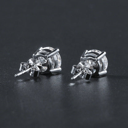 Platinum Four Claw Diamond Stud Earrings For Female Male-Jewearrings