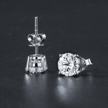 Platinum Four Claw Diamond Stud Earrings For Female Male-Jewearrings