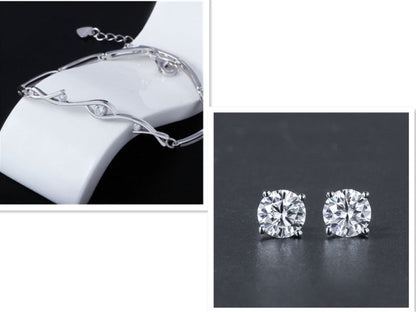 Platinum Four Claw Diamond Stud Earrings For Female Male-Jewearrings