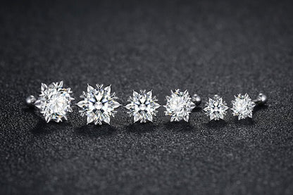 Platinum Imported Moissanite Love Snowflake Diamond Stud Earrings-Jewearrings