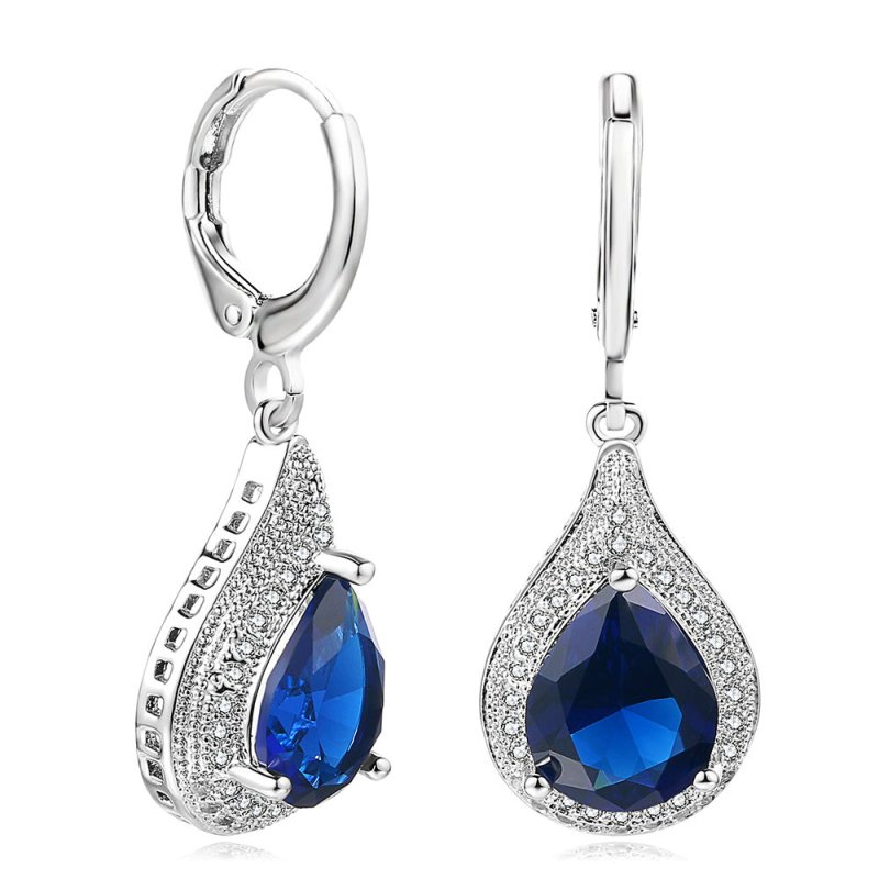 Popular Blue Zircon Gold-plated Fashion Earrings-Jewearrings